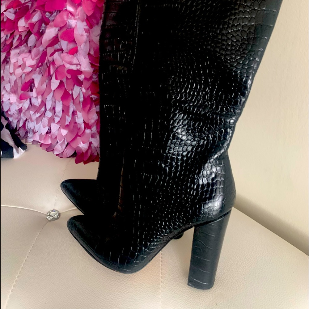 Aldo croc embossed heel boots